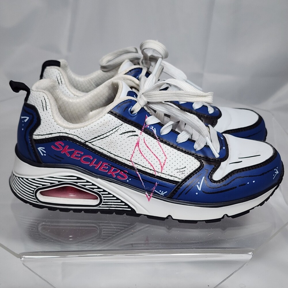 Skechers Uno-Tip Of His Hat Dr. Seuss White Blue Women 7 Sneakers